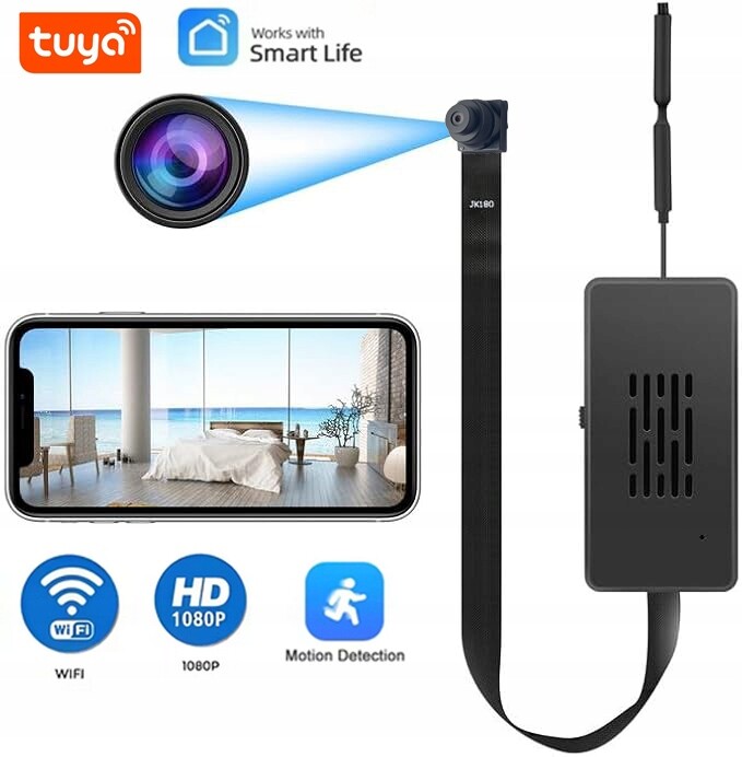 Wifi špionážní kamera Tuya Detekce pohybu záznam na kartu živý náhled