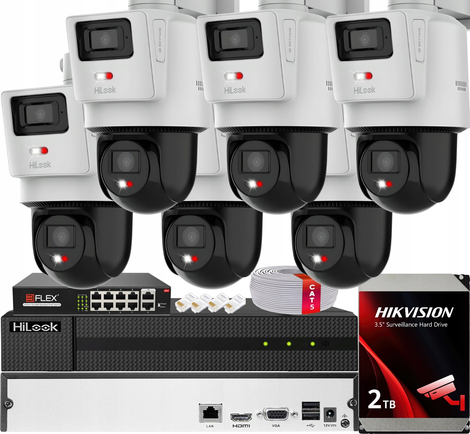Sada pro Ip monitorování pro 6 kamer TandemVu 4MPx 4MPx PTZ-D4 Disk 2TB