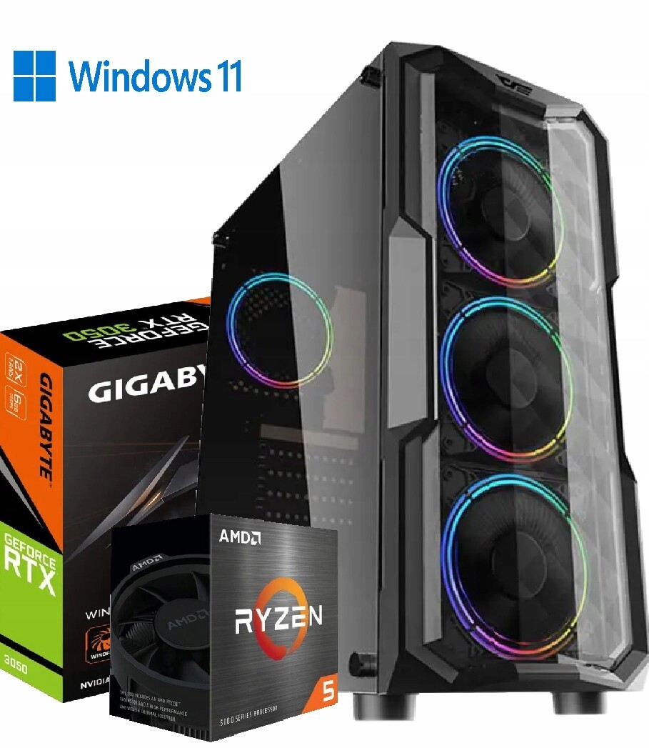 Počítač Ryzen 5 5500, Rtx 3050 6 Gb, 16 Gb DDR4, 480 Gb M.2 WIN11