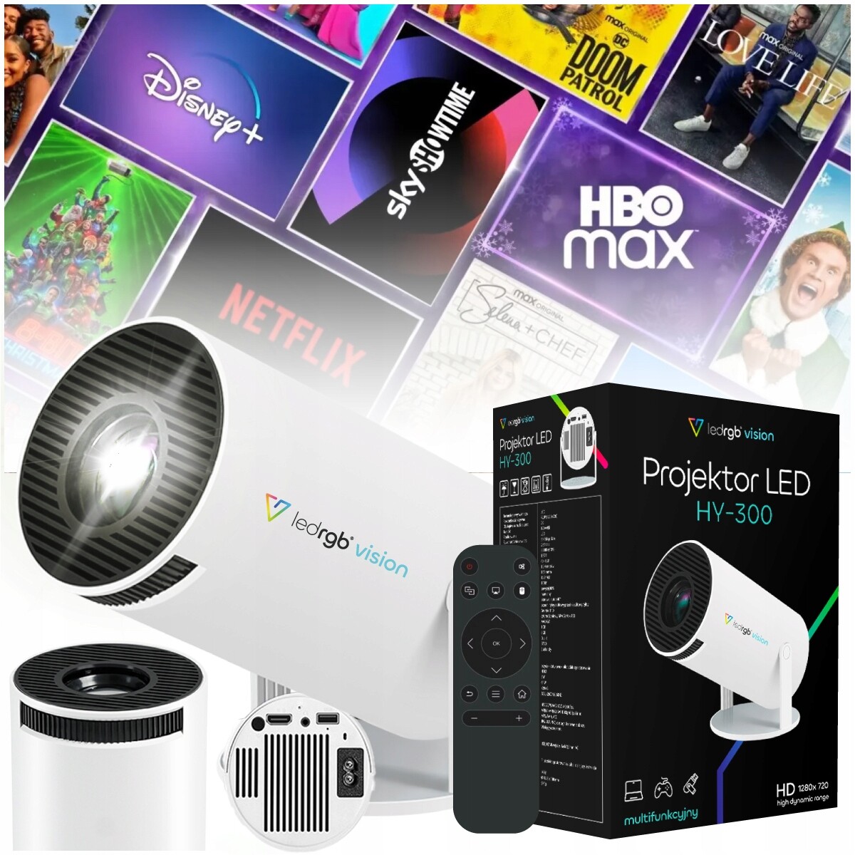 Projektor Android 13 Tv Wifi Full Hd Přenosný Smart Reproduktor Mini