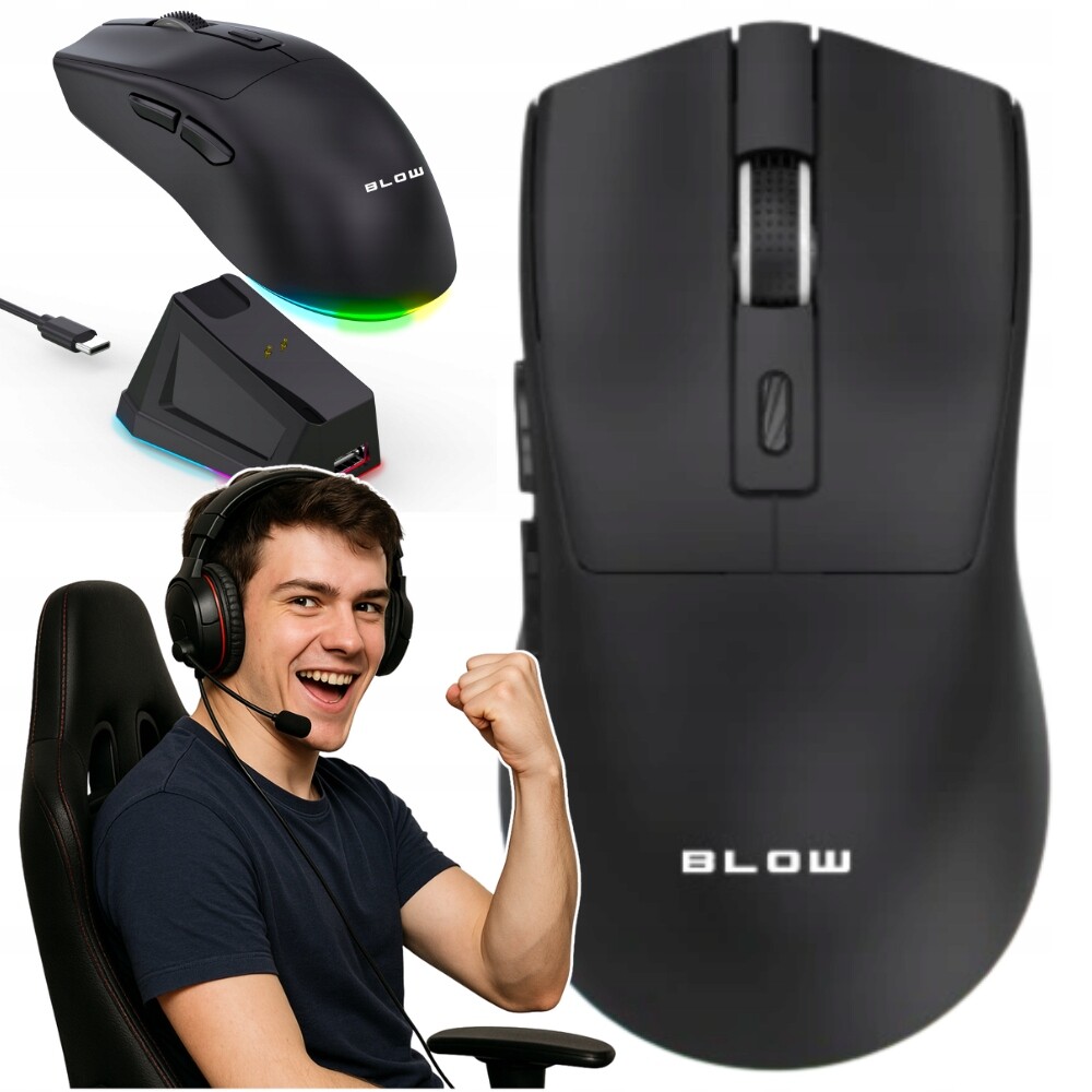 Herní Myš bezpřevodová optická Nabíjecí Stanice přesná