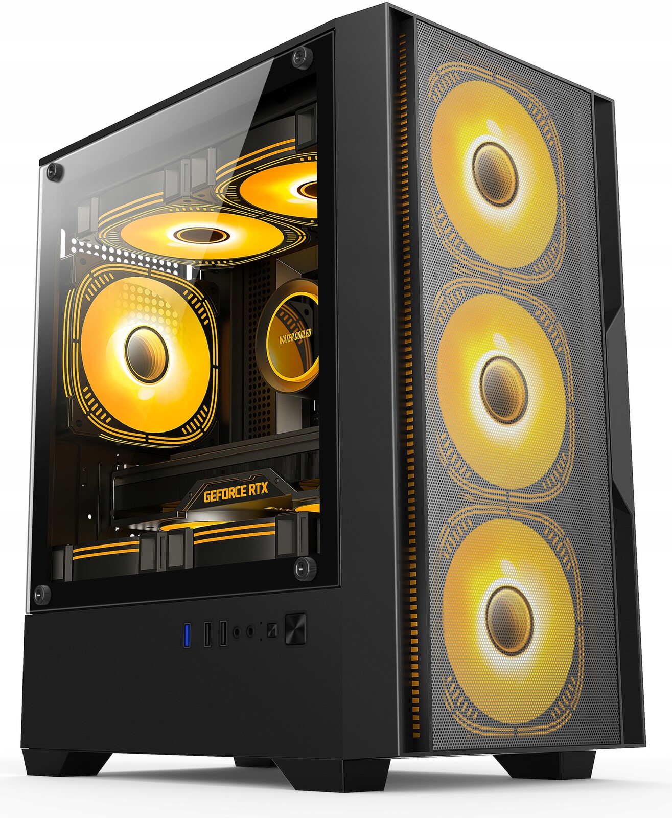 Herní Počítačová Skříň s Usb 3.0 celosíťovanou Sklo 1x Rgb ventilátor