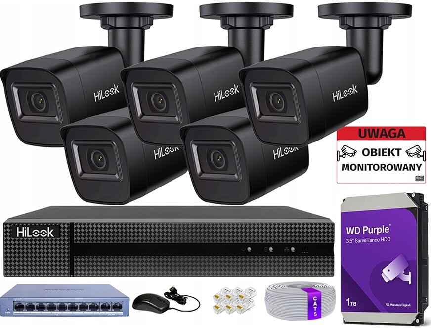 Sada Pro Monitorování Domu 5 Kamer 4MPX Venkovní PoE Ip Hilook Hikvision