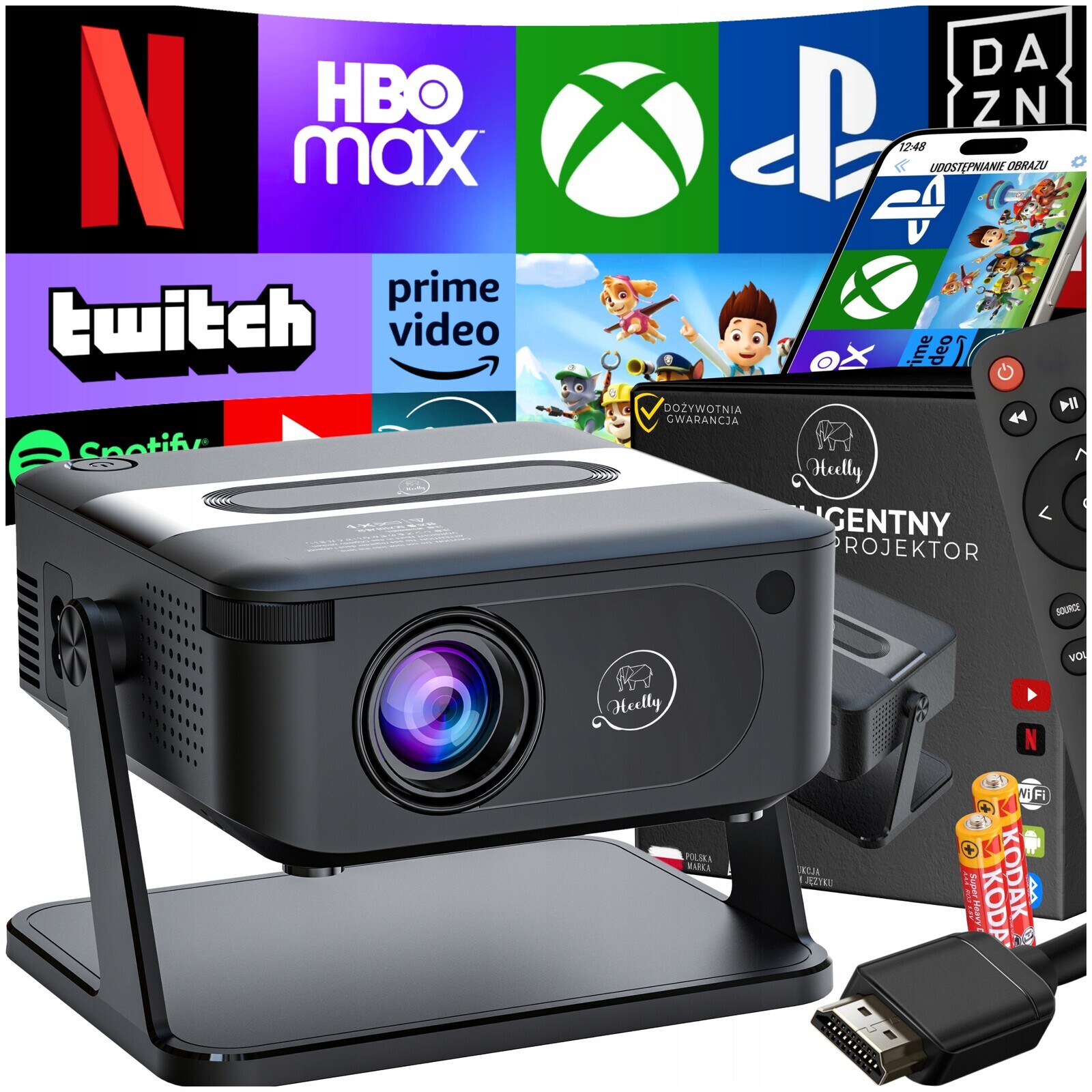 Projektor Android Smart Tv Wifi Full Hd 6000LM 4K Led Bluetooth