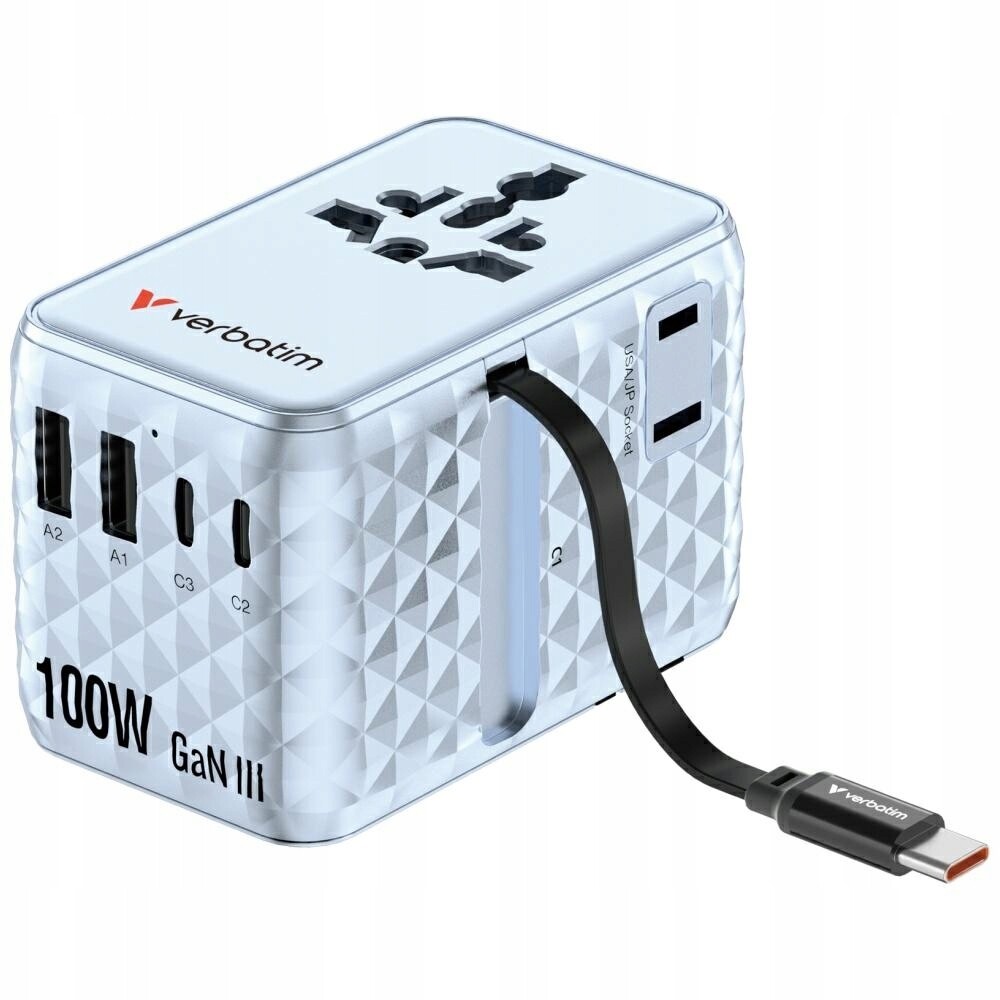Verbatim Cestovní adaptér Eu/uk/us GaN 2xUSB-C/2xUSB-A/1xUSB-C Pd 100W