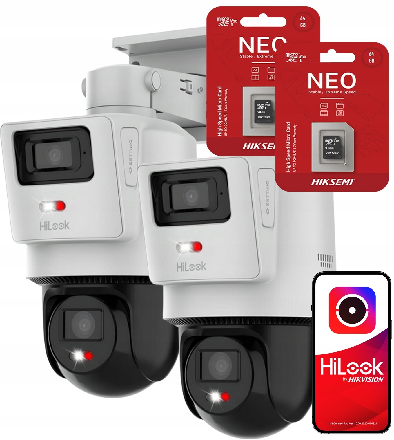 Sada otočných kamer HiLook Hikvision TrandemVu 4MPx Dualna PTZ-D4 +64GB