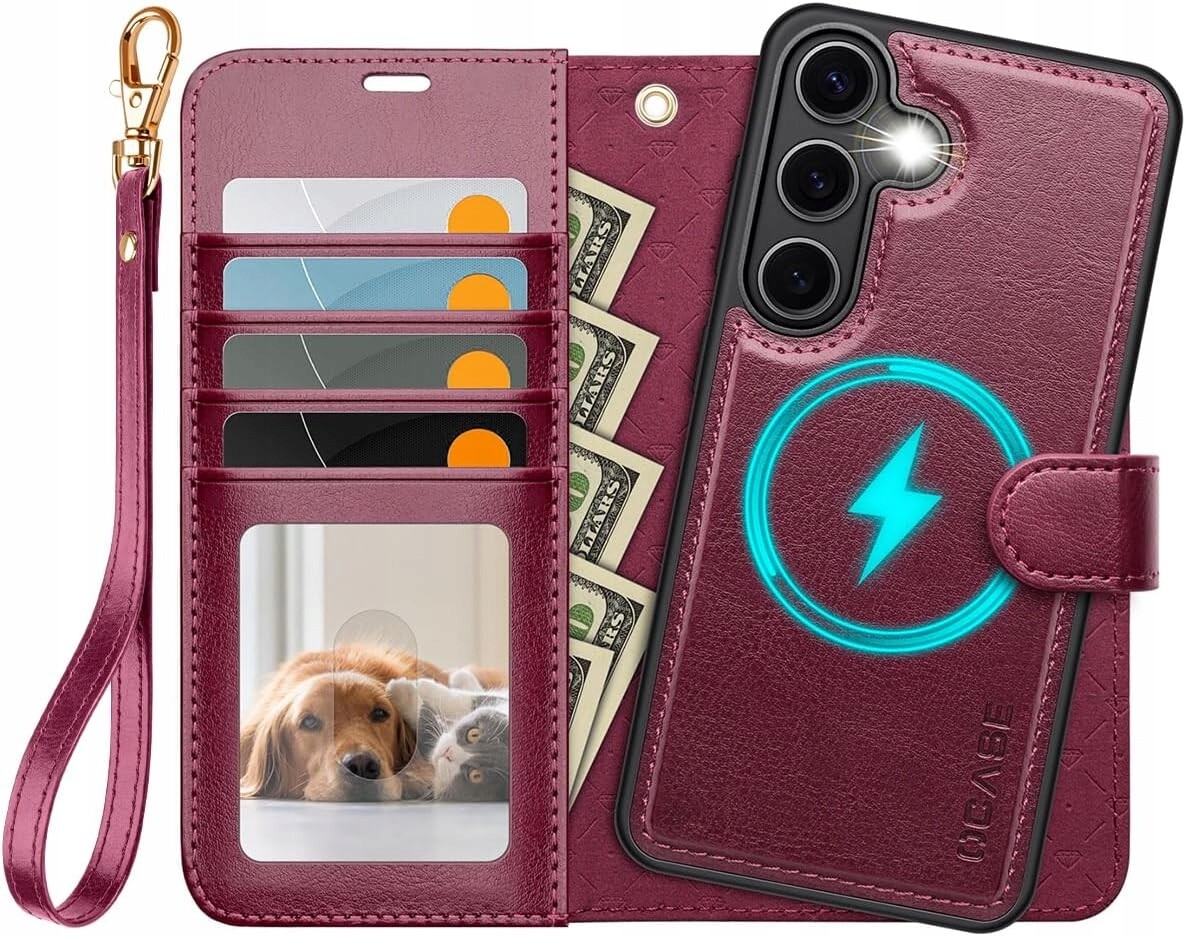 Ocase pouzdro s klopou pro Samsung Galaxy S25 Plus vínové 2v1 pásek