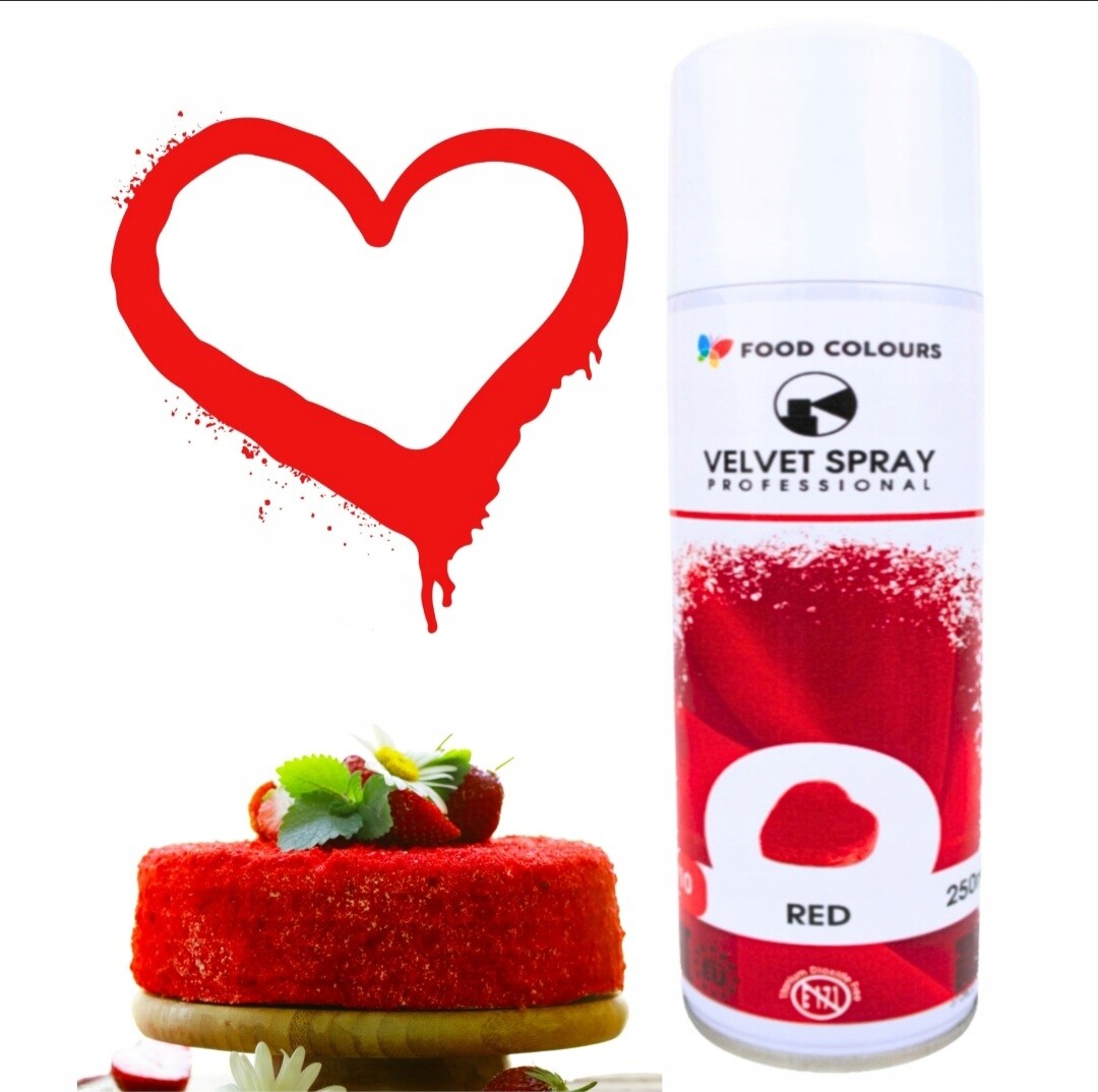 Jedlý semiš v červeném spreji Red 250 ml Potravinářské barvivo v aerosolu