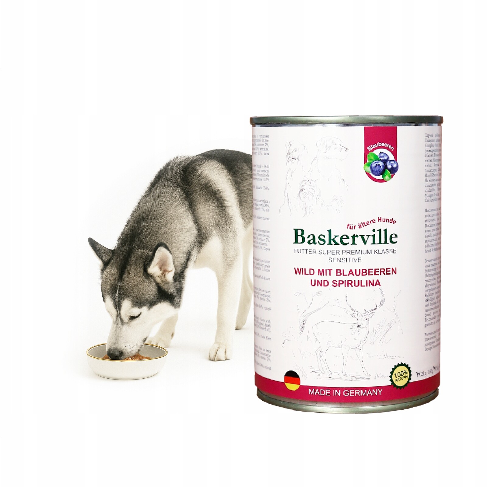 Baskerville Superprémiové vlhké krmivo pro psy Senior Jelen Borůvky 12x400g