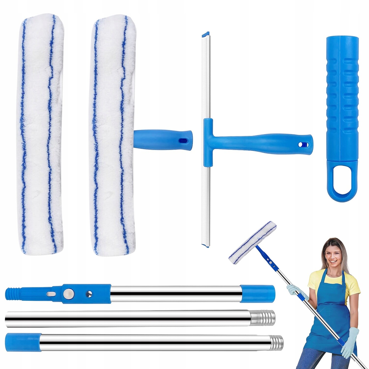 Mop Čistič Oken Stěrka Teleskopická Mikrovlákno 120 CM