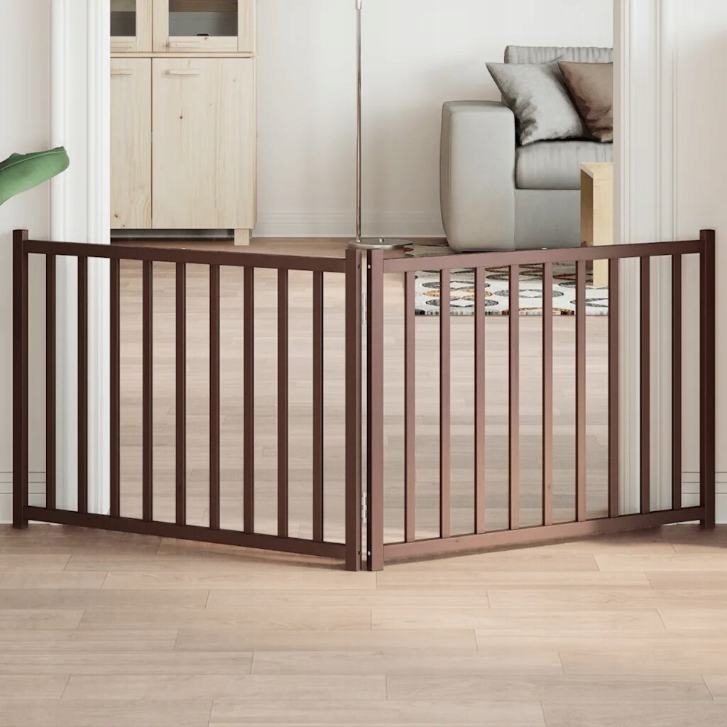 vidaXL Skládací branka pro psa, 2 panely, hnědý dub, 160 cm, dřevo