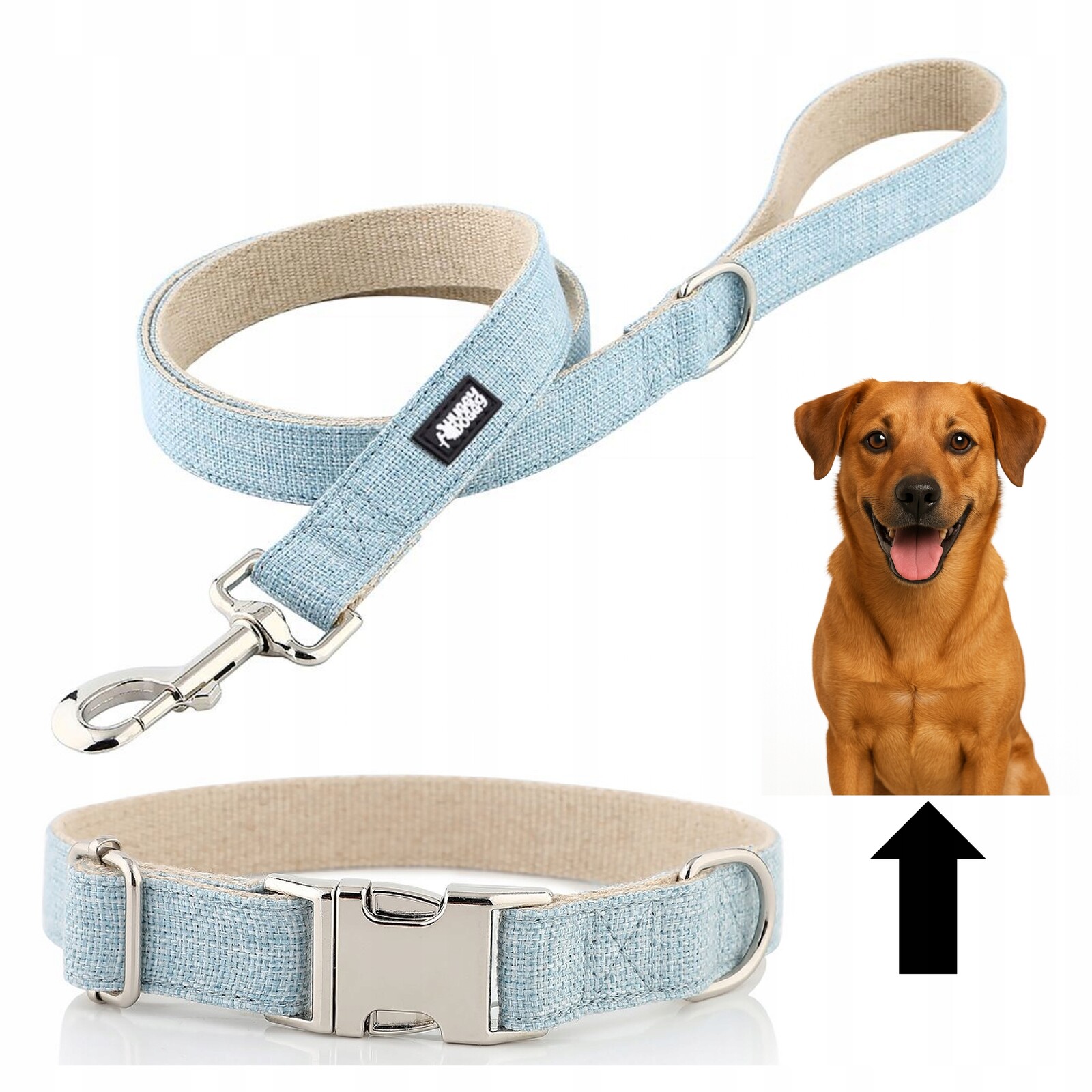 Obojek a vodítko pro středního psa, silný komplet Huggy Doggy, modrá S