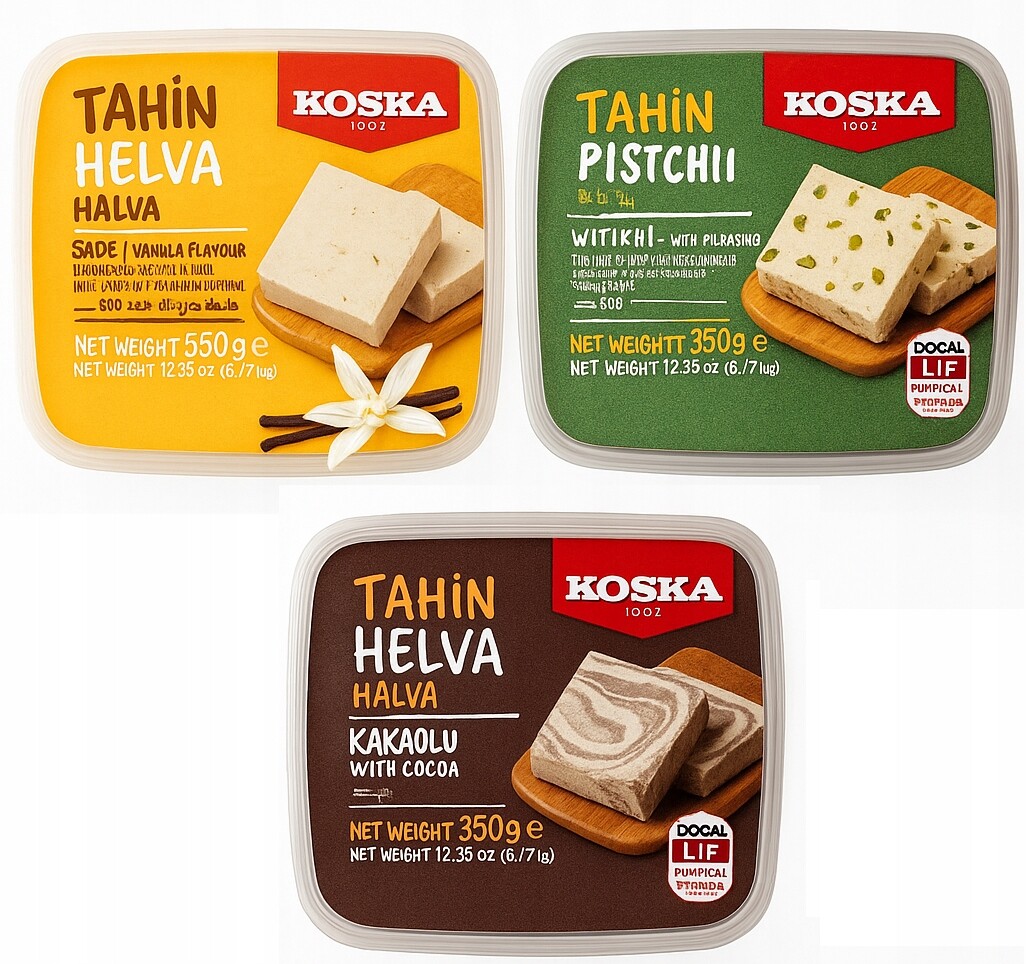Sada Tři Koska Palva 350g Pistácie Kakako Vanilka Chalva Tahini Halva