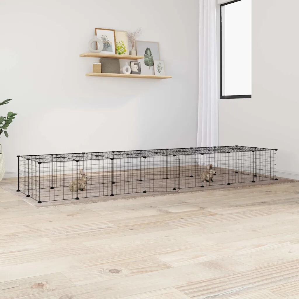 36panelová ohrádka pro zvířata s dvířky černá 35 x 35 cm ocel Černý 3114057