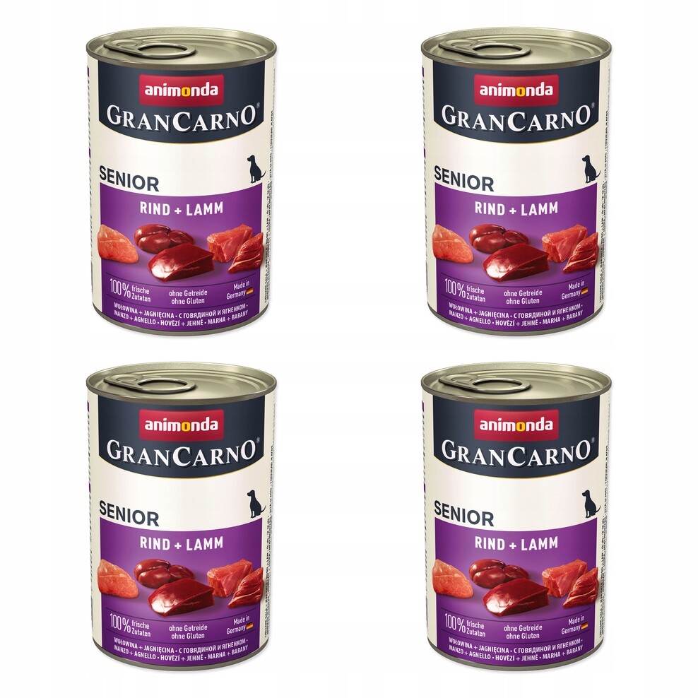 Konzerva Animonda Gran Carno Senior hovězí a jehně 400g balení 4 ks