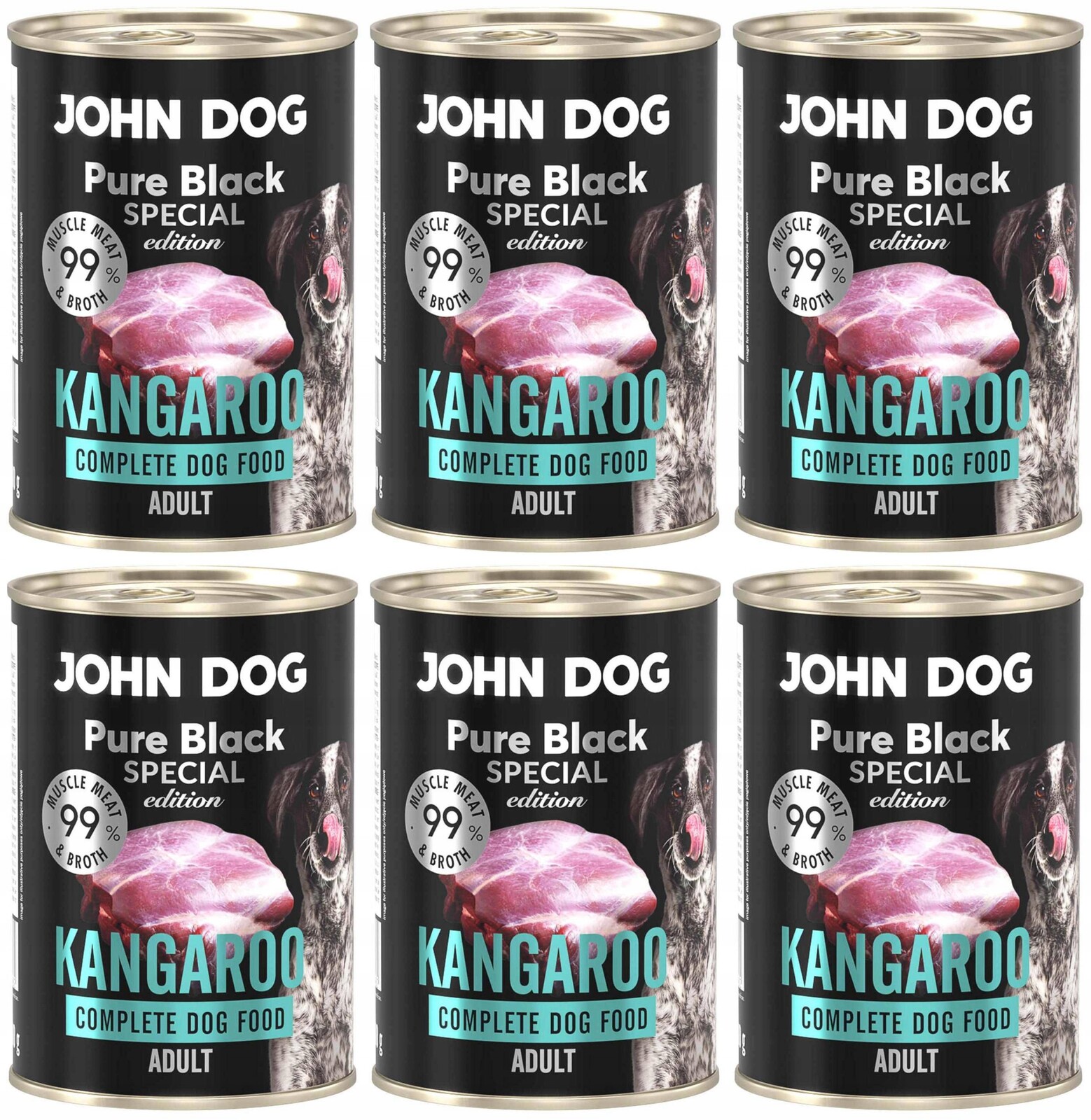 John Dog Pure Black Speciální Edice Kangaroo 6 konzerv 400 g