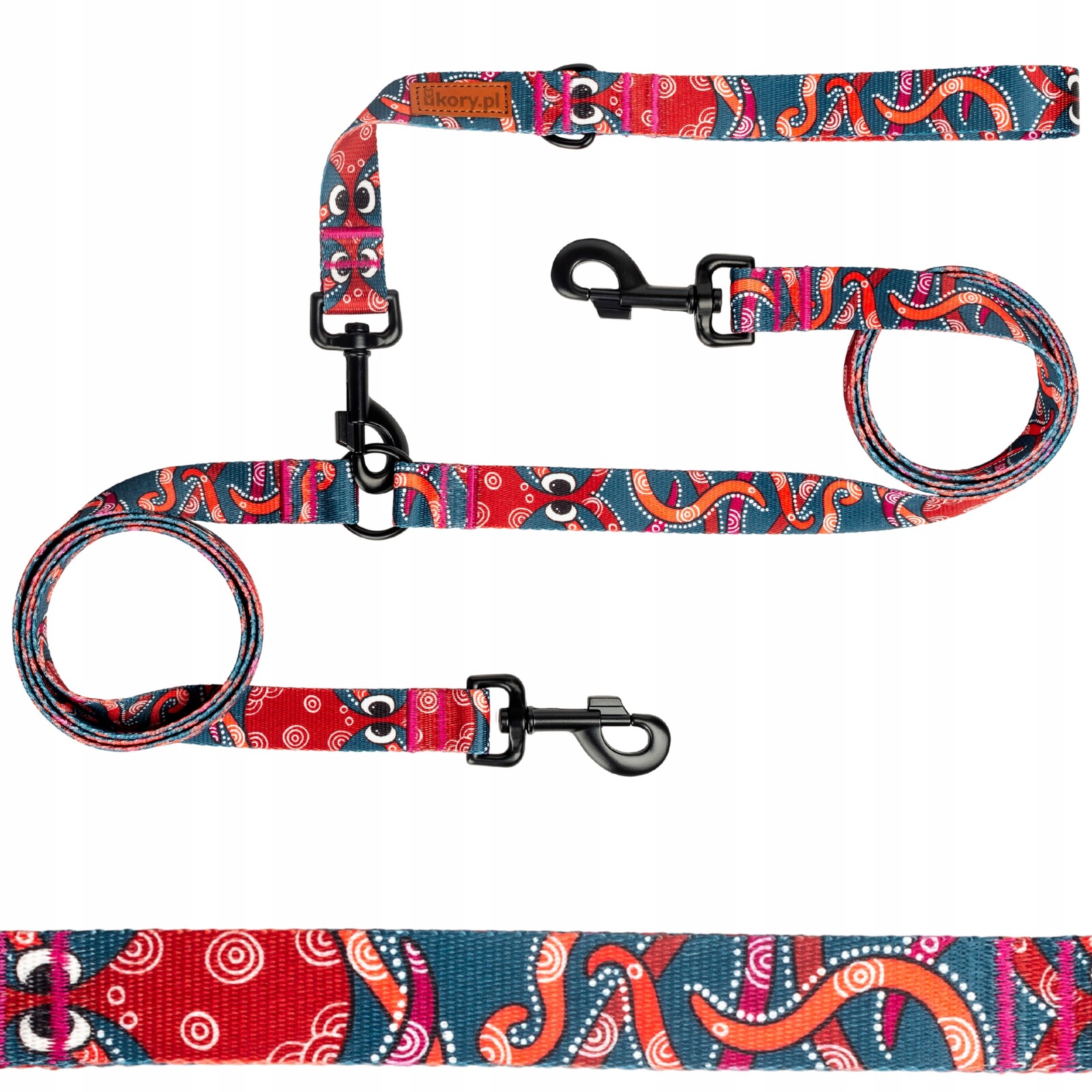 Dvojník rozdělovač pro 2 velké psy 1,38 m páska 2,5 cm Ukory Mořské Plody