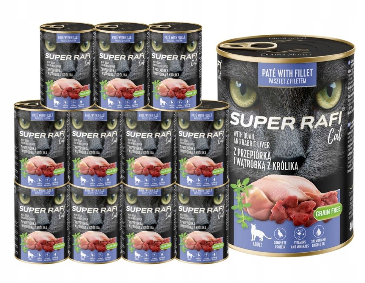 Rafi Cat mokré krmivo pro kočky křepelka a králičí játra 12x400 g