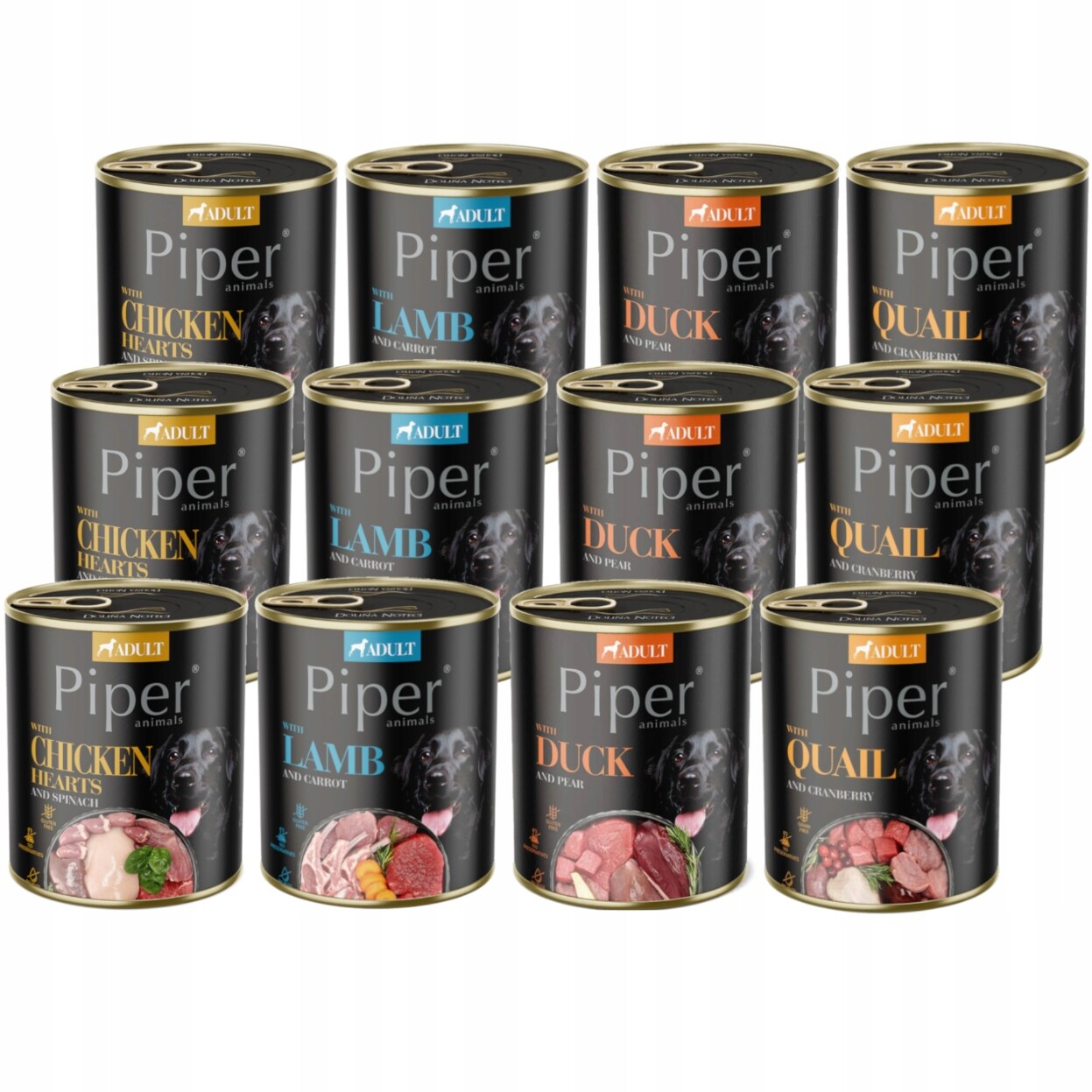 Sada mokrého Krmivo pro psy Piper mix chutí 12x 800g