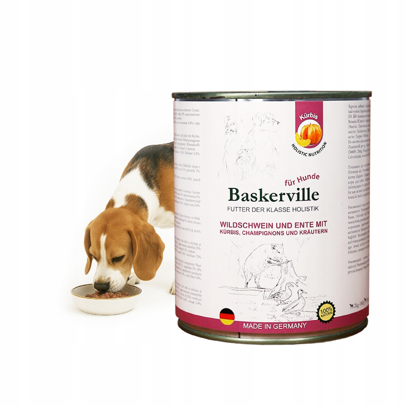 Baskerville Premium vlhké krmivo pro psy Adult Divoká kachna 12x800 g