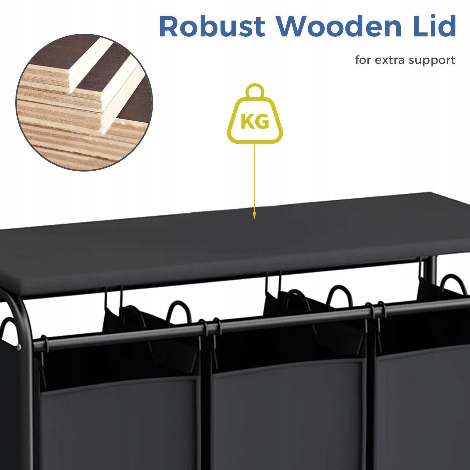 Kolový pohyblivý třímřížkový třídicí vozík na prádlo s žehlicím prknem