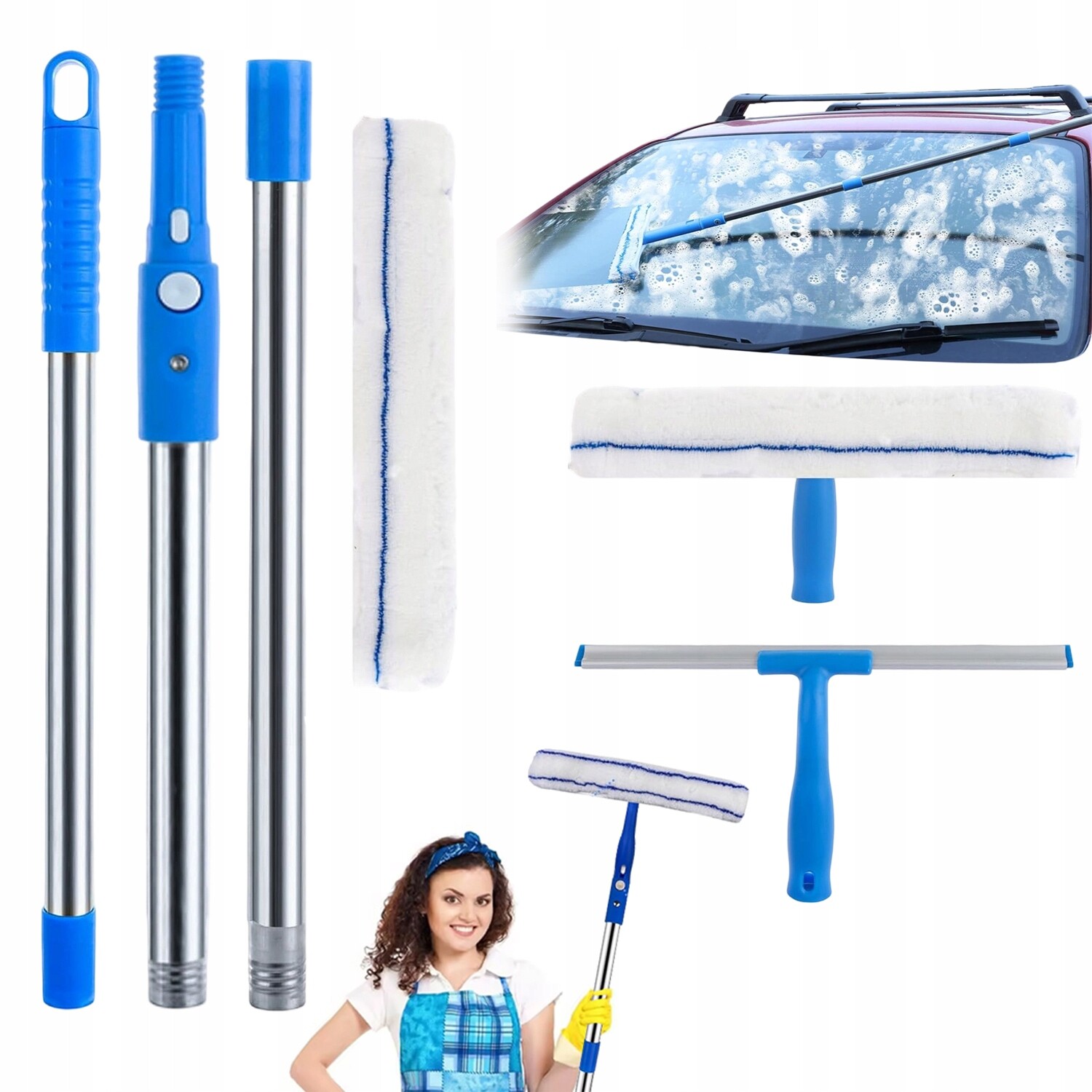 Mop Čistič Oken Zrcadel Oken Stěrka Teleskopická Mikrovlákno