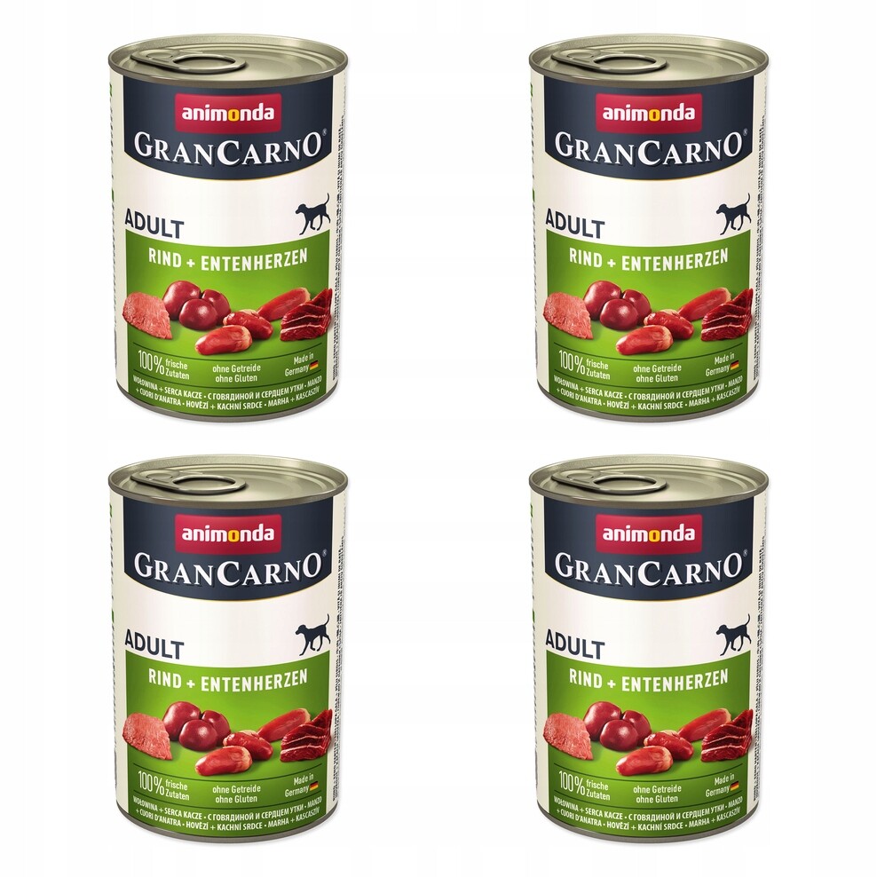 Konzerva Animonda Gran Carno Adult hovězí a kachní srdce 400g balení 4 ks