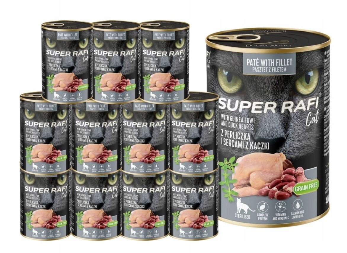 Rafi Cat Sterilised vlhké krmivo Kočka perlička a kachní srdce 12x400