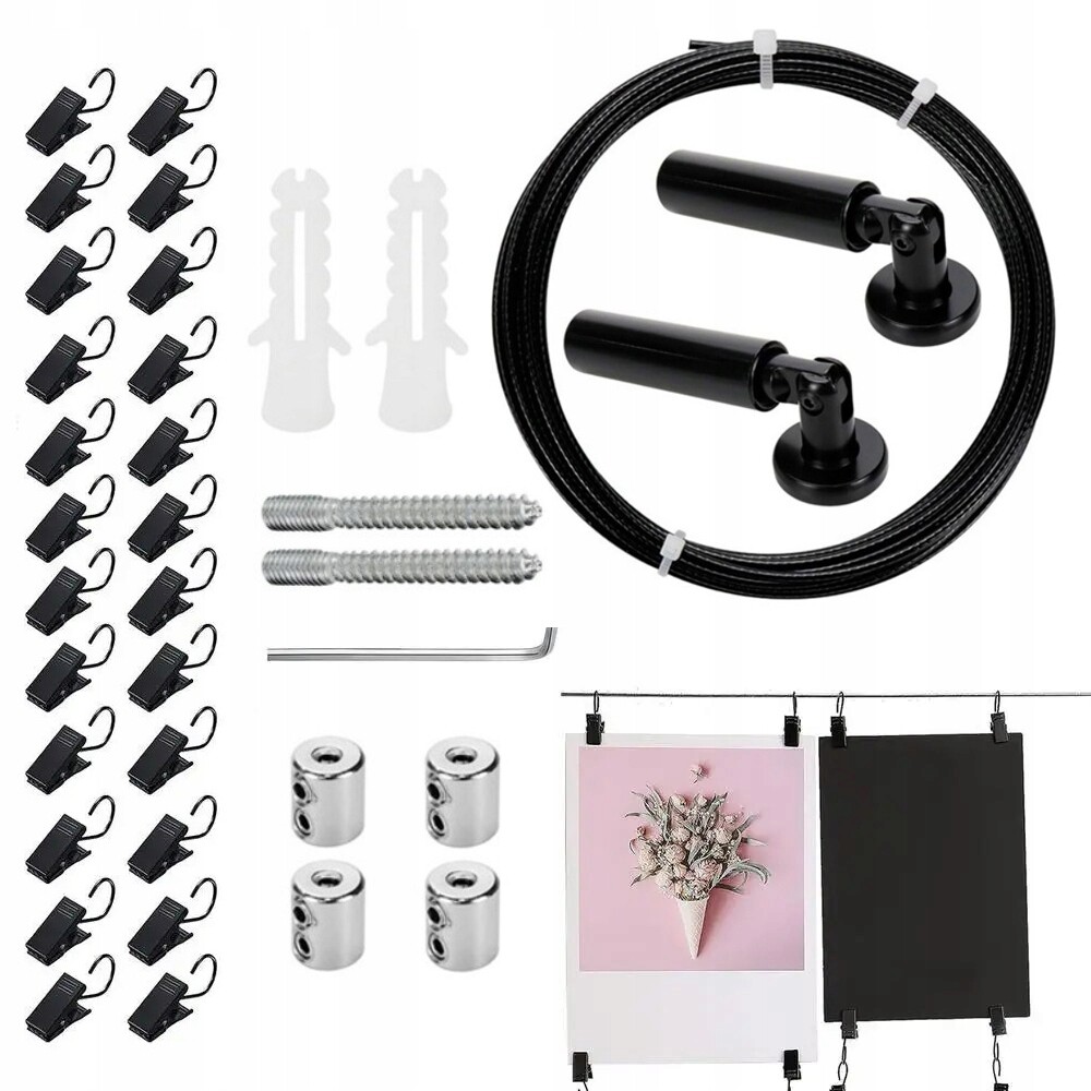 Sada Garnýž Linková pro závěsy na terasové zahradní lanko s háčky 5M