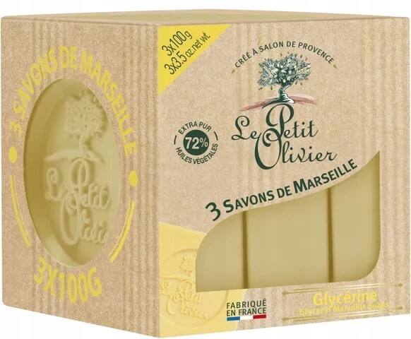 Marseillské jemné mýdlo Le Petit Olivier Glycerinové 3x100 g