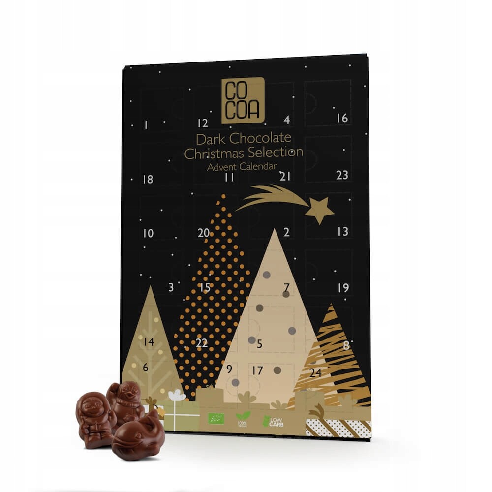 Adventní Kalendář S Hořkou Čokoládou 70% Sladkostmi Bez Laktózy, Bio Cocoa