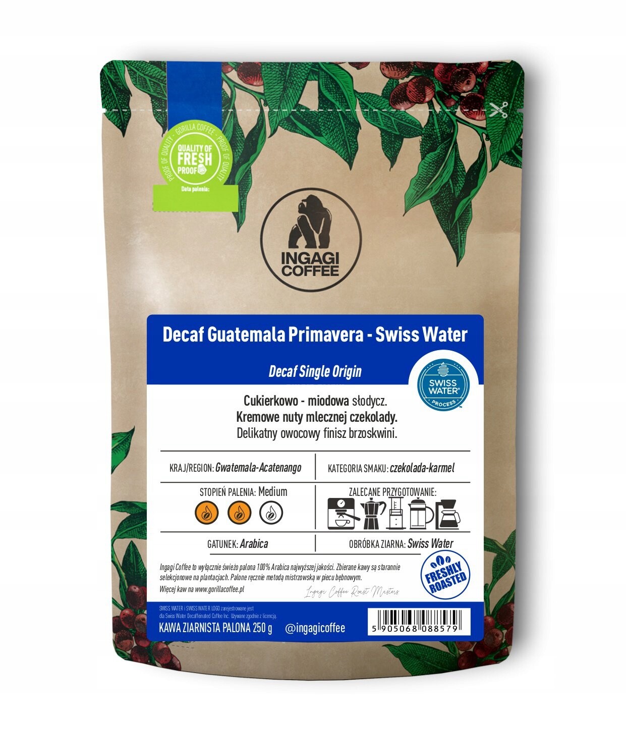 Káva bezkofeinová Guatemala Primavera Swiss Water 1 kg zrno