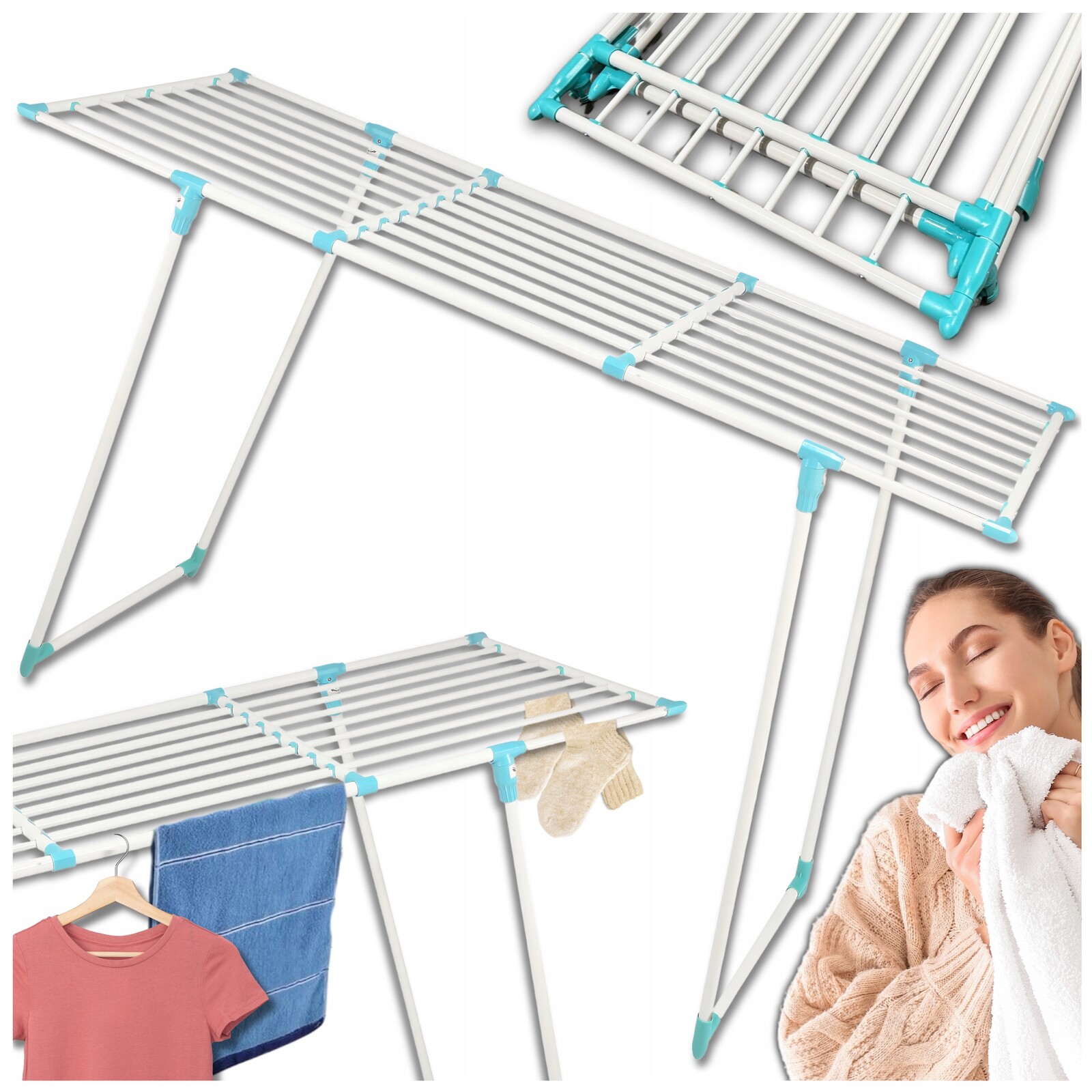 Sušák Na Prádlo Roztahovatelná Stabilní 105,5-187,5 cm Spodní Prádlo