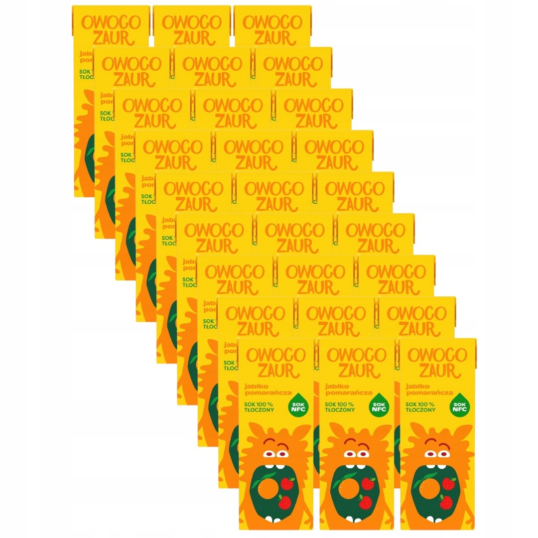 Owocozaur 100% lisovaná jablečno- pomeranč 200 ml x 27 kusů