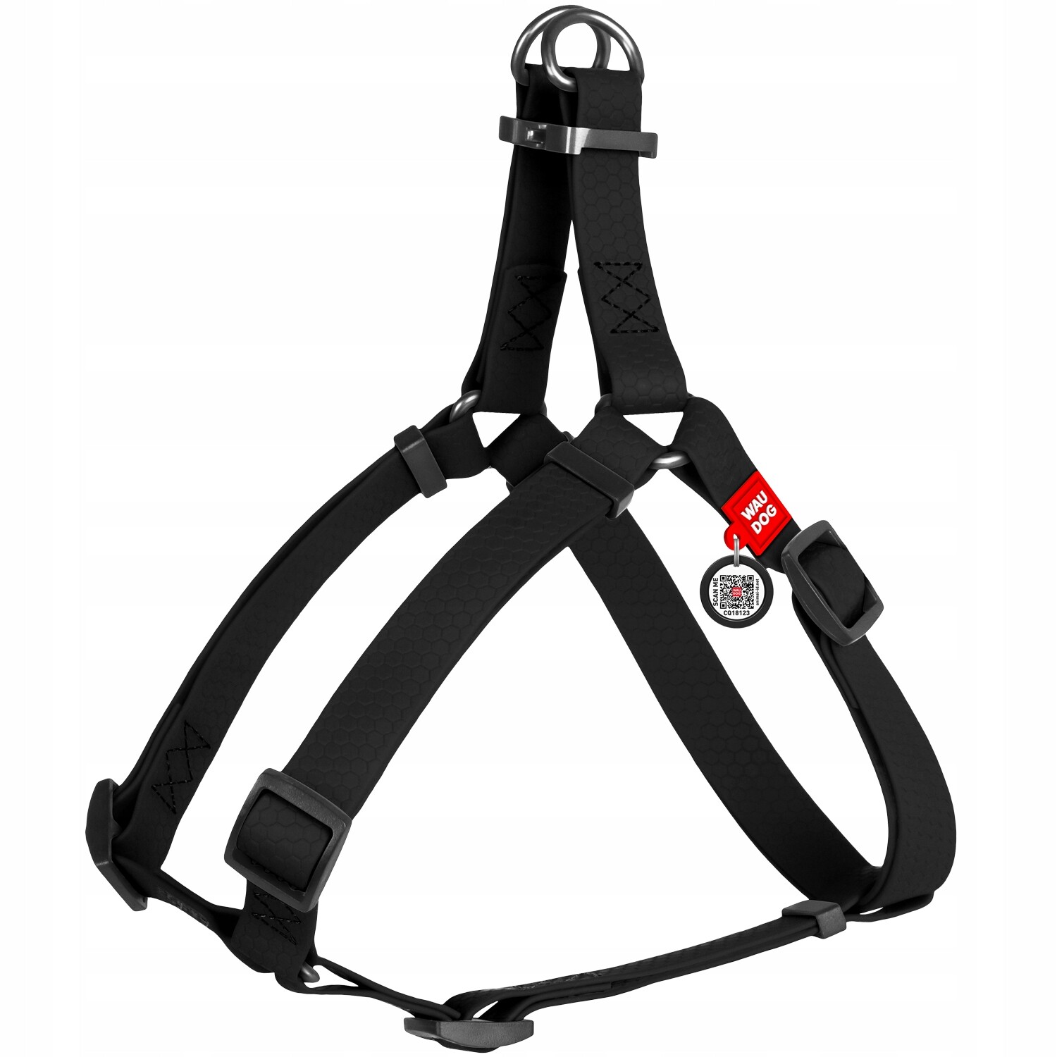 Voděodolné postroje pro psa s Qr pasem, nastavitelné, černé, velikost M