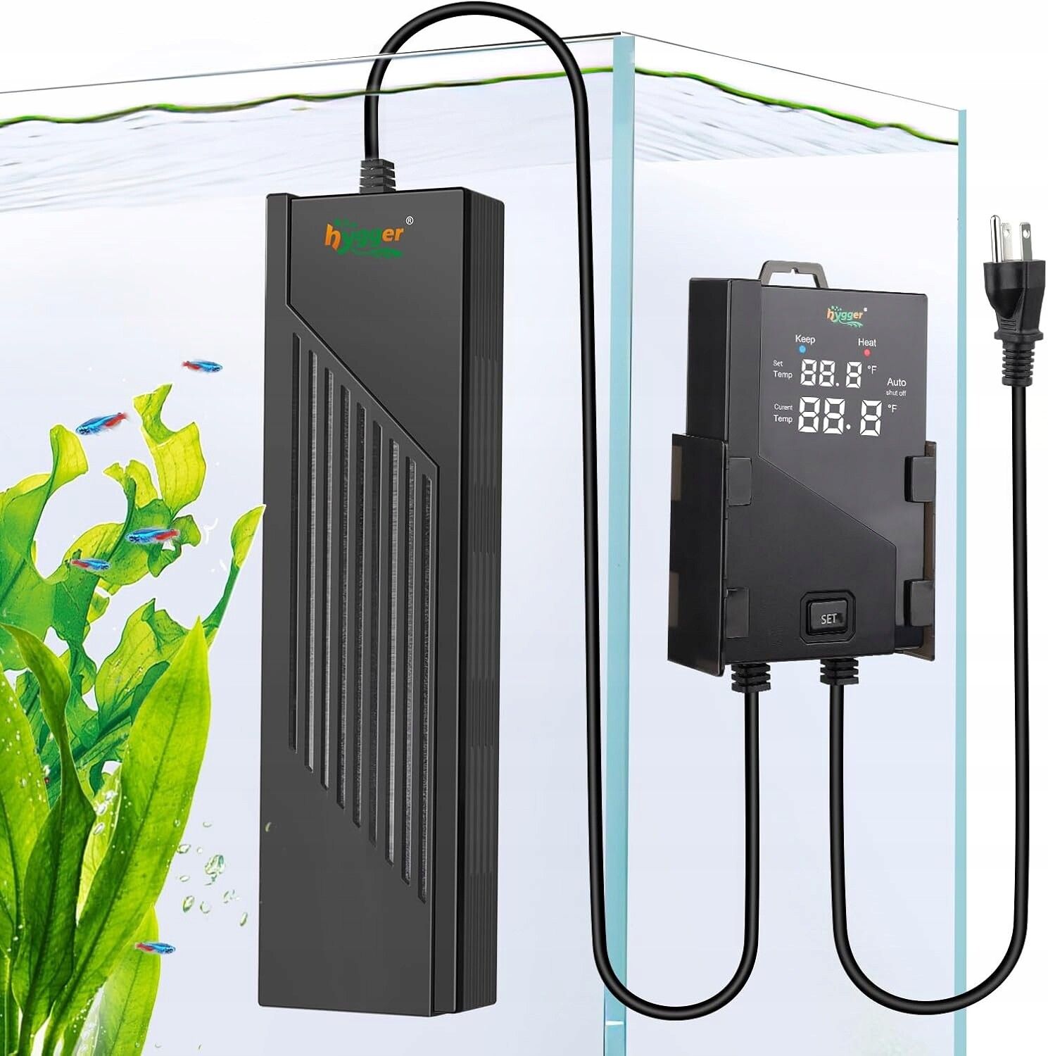 Akvarijní ohřívač Hygger 1000 W s Led ovladačem, do 1000 l, bezpečný