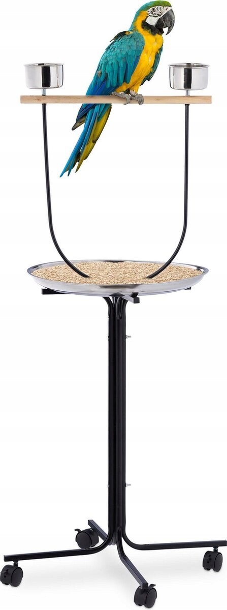 Grzęda pro papoušky přenosná Relaxdays 2 misky 130×60×60 cm stabilní