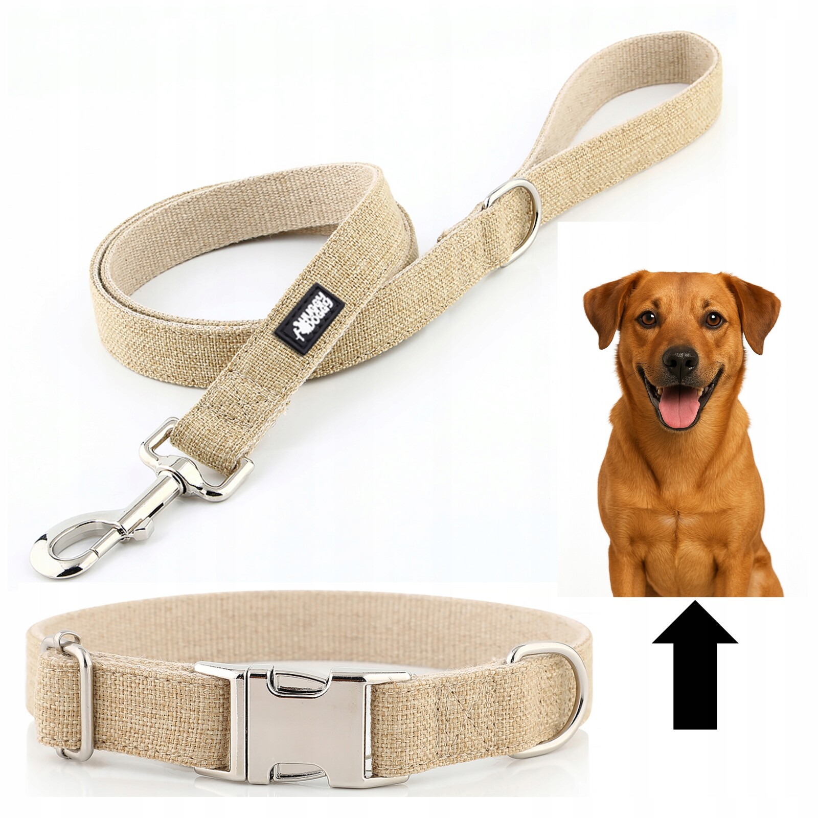 Obojek a vodítko komplet pro psa nastavitelný, silný Huggy Doggy hnědý M