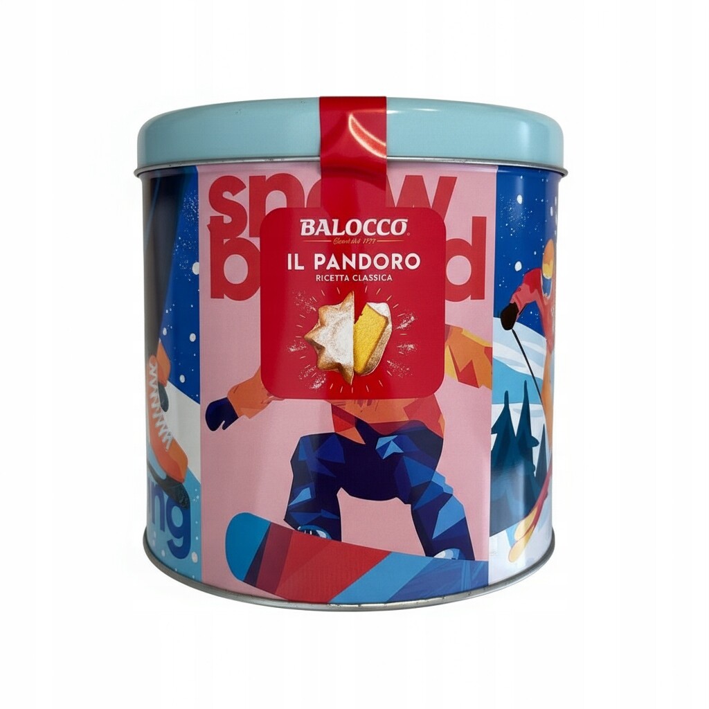 Bábovka Italská tradiční Balocco v plechovce Il Pandoro Winter Sports 750 g