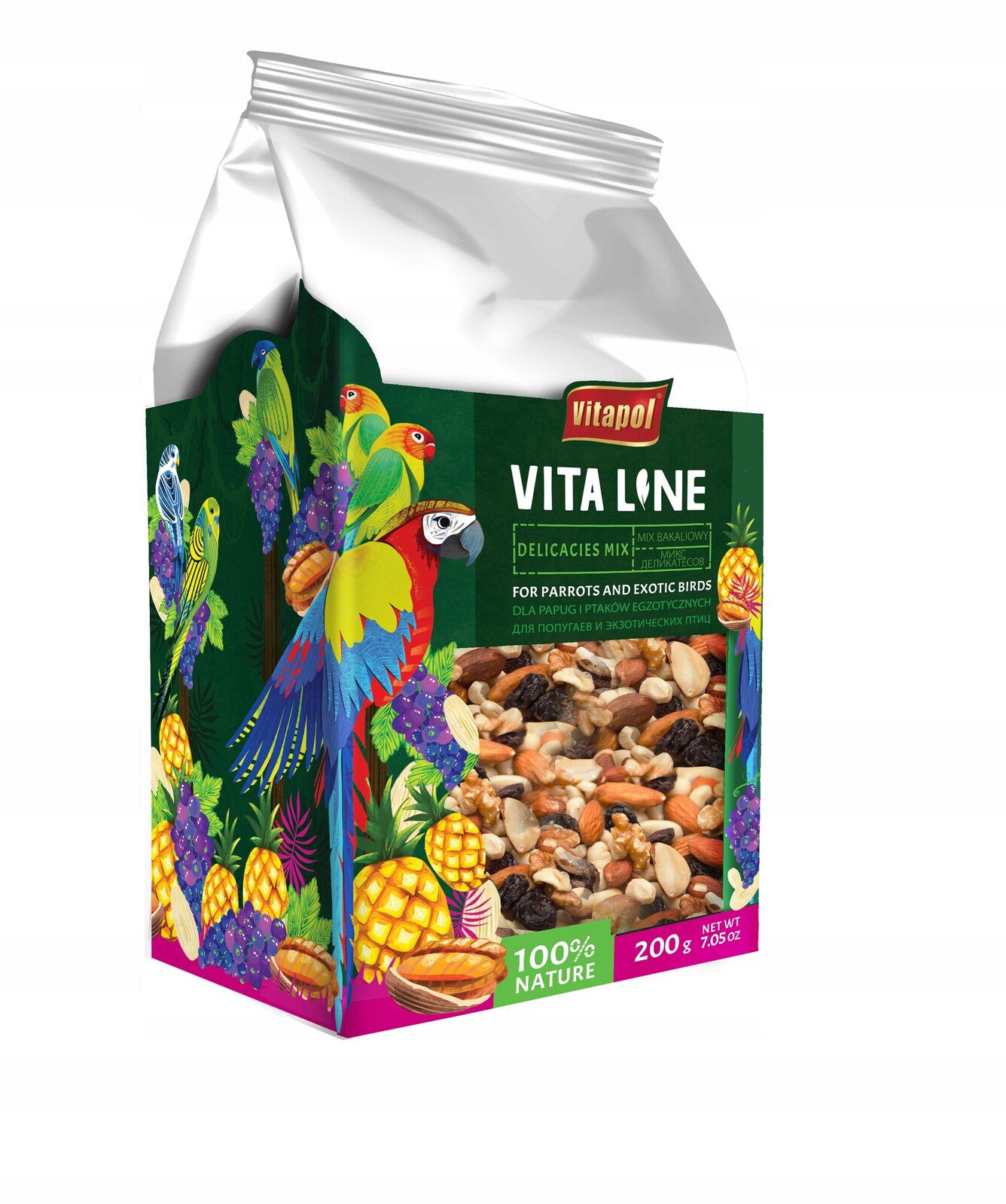 Vitaline s oříšky a sušenými ovoci mix pro papoušky a exotické ptáky 200 g, 4 ks/disp