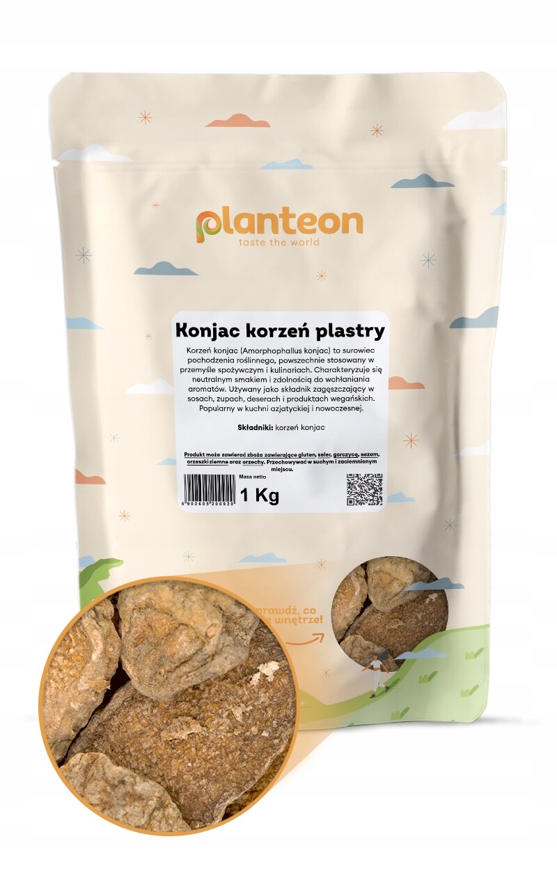 Konjac kořen plátky kořen džřínku 1kg veganská náhrada želatiny
