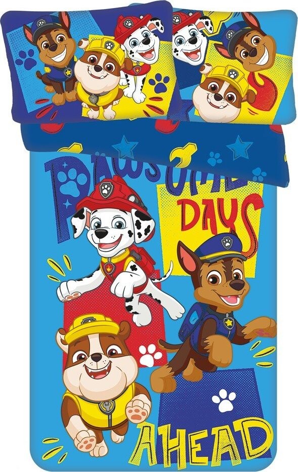 Modré bavlněné dětské povlečení do postýlky 100x135 cm Paw Patrol 