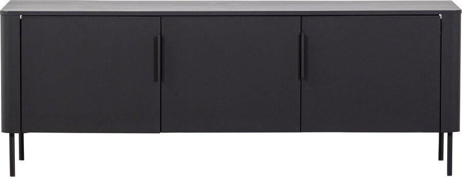 Matně černý TV stolek z borovicového dřeva 154x56x44 cm Gunnar – WOOOD