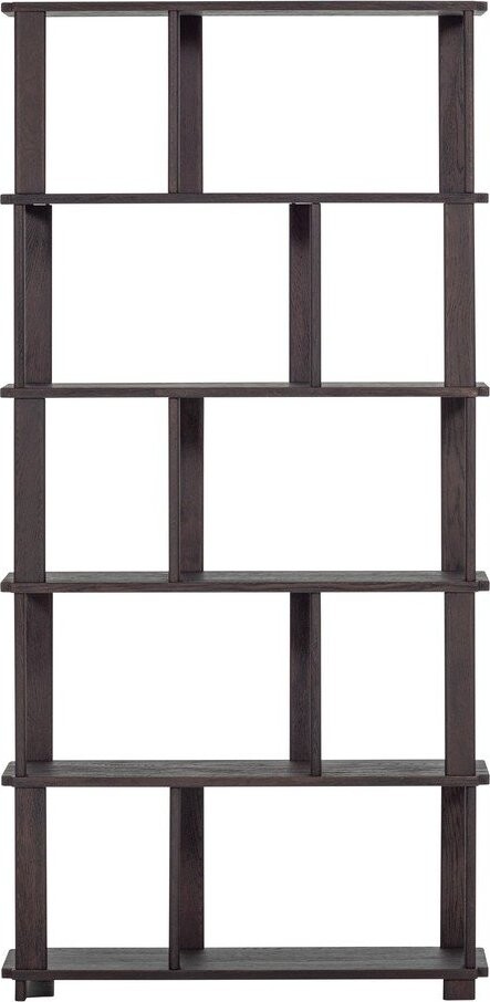 Tmavě hnědá knihovna z dubového dřeva 90x186x30 cm Riss – WOOOD