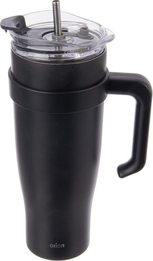 Černý termo hrnek s brčkem 1,2 l Termo – Orion