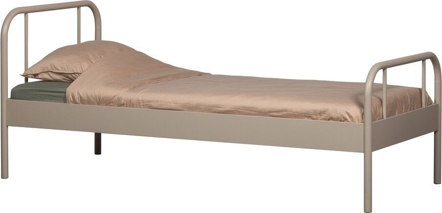 Béžová kovová jednolůžková postel s roštem 90x200 cm Mata – WOOOD