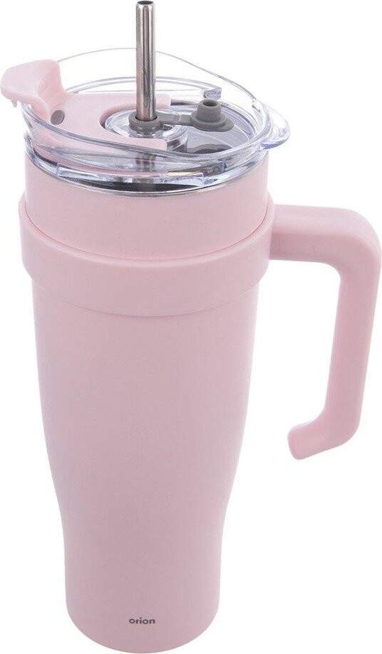 Růžový termo hrnek s brčkem 1,2 l Termo – Orion