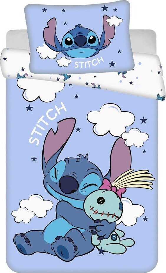 Modré bavlněné dětské povlečení do postýlky 100x135 cm Lilo & Stitch