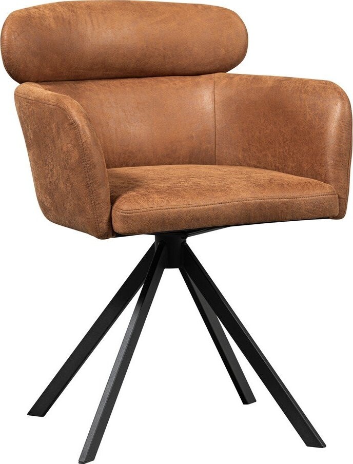 Koňakově hnědé čalouněné jídelní křeslo s područkami Fenne – WOOOD