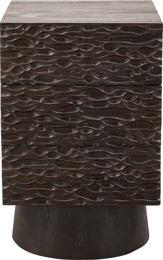 Tmavě hnědý noční stolek z mangového dřeva Crumble – WOOOD